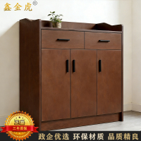 鑫金虎 简约现代餐边柜厨房储物柜北欧风碗柜家用茶水柜 红棕色90cm
