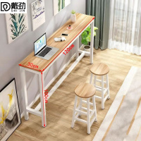 戴劲家用吧台奶茶店高脚桌商业长条桌酒吧台桌椅组合120*30*100+2凳