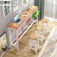 戴劲家用吧台奶茶店高脚桌商业长条桌酒吧台桌椅组合140*30*100+3凳