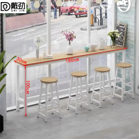 戴劲家用吧台奶茶店高脚桌商业长条桌酒吧台桌椅组合180*30*100+4凳