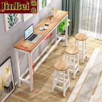 锦北家用吧台奶茶店高脚桌商业长条桌酒吧台桌椅组合140*40*100+3凳