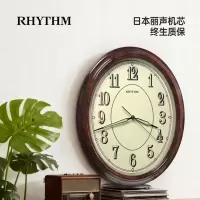丽声(RHYTHM)日本正品挂钟 简约机芯超大尺寸超大字木质原装椭圆形挂钟挂墙钟表 CMG712NR06 39cm