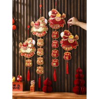2026马年挂饰新年生肖亮片挂件春节过年立体挂串橱窗墙面装饰用品 尺寸约85*21cm 一对装