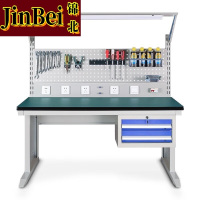 锦北防静电工作台车间流水线操作台带灯工具台1.8长620挂板+抽屉+套餐