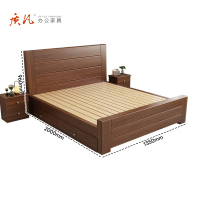 苏宁 质凡 宿舍公寓新中式双人床胡桃色木床现代简约箱框结构/ZF-SMC014/1.35米*2米