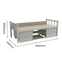信京钢制营具高低床公寓宿舍加厚班排单人床含床下柜鞋柜高配款