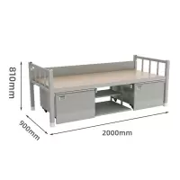 信京钢制营具高低床公寓宿舍加厚班排单人床含床下柜鞋柜高配款