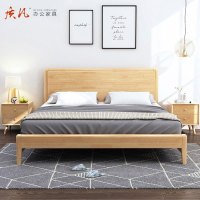 苏宁 质凡 办公家具北欧实木床简约现代宿舍床 1.8米床