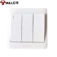 公牛 开关86型白色 三位单极带荧光开关面板10A 墙壁开关面板 G32K311