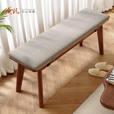苏宁 质凡 北欧全实木长条带软包实木凳 120*30*45cm颜色备注