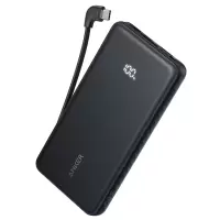 安克Anker 自带type-c线充电宝22.5W快充移动电源(10000mAh)110D黑色