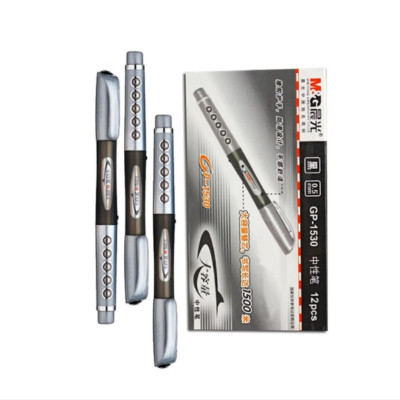 晨光(M&G) GP1530 拔盖中性笔 大容量大白鲨 黑 0.5mm (12支/件) 2件装