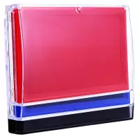 得力 快干印台速干银行财务盖章用印油秒干按印章印泥盒方形油性透明连盖 9864蓝