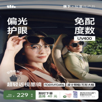 蕉下方形大框折叠近视套镜(高框头)FD496 黑色镜框-灰色镜片