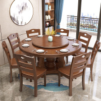 中豫鑫泽 ZYXZ3110416 实木餐桌圆形餐桌椅组合1.3米圆桌8把餐椅