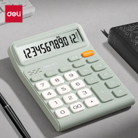得力(deli)时尚办公系列 12位宽屏真人语音计算器水晶按键 [绿色]中号-超高性价比 TE219