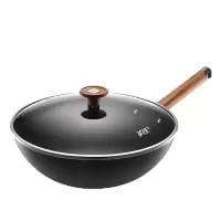 爱仕达熟铁无涂层炒锅CF32T6TG 32cm大直径有盖通用炉灶健康不粘炒锅