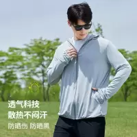 新款户外冰丝原纱防晒衣男透气防紫外线连帽皮肤衣厚