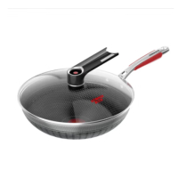 康巴 赫红点感 温316L 双面屏蜂窝炒锅32cm