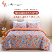 LA MAISON DE SASHA 上新了故宫联名 青花彩莲手绘纹样床单四件套透气亲肤纯棉床品套装