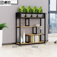 戴劲铁艺置物架绿植花架隔断收纳架书架办公室餐厅装饰架 三层长150cm