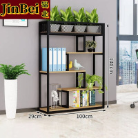 锦北铁艺置物架绿植花架隔断收纳架书架办公室餐厅装饰架 四层长100cm
