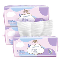 洁柔洗脸巾80抽*1层*3包柔韧厚实柔和亲肤JR308-24R包-3