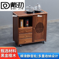 戴劲木制移动茶水柜茶桌边柜泡茶台家用烧水壶一体边柜-三抽玻璃电器