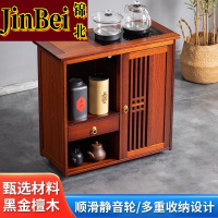 锦北木制茶桌移动茶水柜边柜泡茶台家用烧水壶一体边柜-单抽玻璃电器