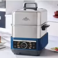 摩飞电器(Morphyrichards)多功能电蒸锅MR1178炖蒸煮一体多功能速蒸锅全不锈钢可视家用双层大容量速蒸锅预