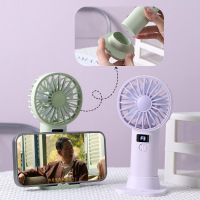 数显手持迷你风扇简约USB充电风扇便携式手拿学生手机支架风扇