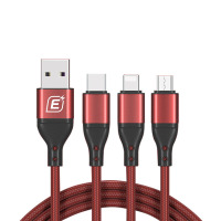忆捷(EAGET)EC008S 三合一快充数据线60W快充适用12Type-C华为安卓手机红色