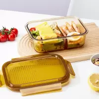 乐扣乐扣/家用品长方形二分格玻璃保鲜盒琥珀色1000mL