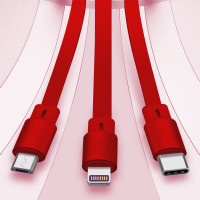 沃品(WOPOW)一拖三伸缩充电线快充线通用线便携车载 LC011 LC011红色