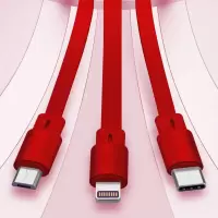 沃品(WOPOW)一拖三伸缩充电线快充线通用线便携车载 LC011 LC011红色