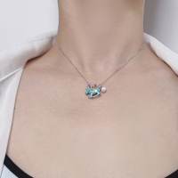 北京黄金 925 银天然珍珠滴胶木马项链 童趣银饰套链可爱造型设计生日送礼礼物