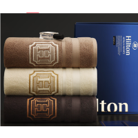 希尔顿酒店浴巾 纯棉A类加大加厚 男女成人浴巾礼盒 深灰150*80cm运动