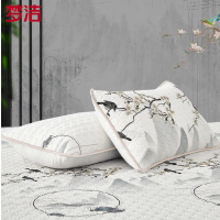 梦洁家纺 乳胶片 绗绣对枕: 喜上梅梢