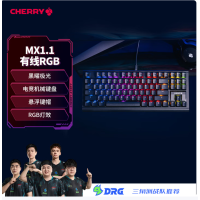 CHERRY樱桃MX1.1黑曜极光 机械键盘87键 游戏键盘 有线键盘 悬浮式无钢结构 RGB灯效 黑色红轴
