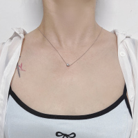 北京黄金 S925 银简约单颗锆石项链时尚百搭锁骨链生日送礼礼物