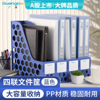 广博(GuangBo)稳固型4联桌面文件框栏书立架档案收纳盒文件筐文件架收纳栏办公用品 蓝色 WJK9399
