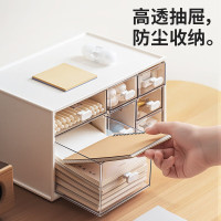 禧天龙加厚桌面化妆品收纳盒首饰收纳盒办公桌文具盒宿舍神器七抽屉白色