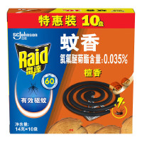雷达(Raid) 蚊香盘香无烟檀香型 灭蚊防蚊虫驱蚊器(14g*10盘)*2