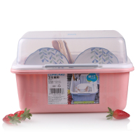 【苏宁易购超市】茶花1804塑料碗架中号沥水碗翻盖版