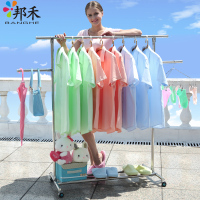 邦禾 不锈钢晾衣架 落地 折叠 单杆阳台晒衣架 挂衣架 简易晾衣杆