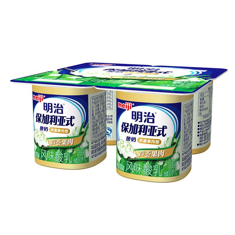 【苏宁生鲜】明治保加利亚式酸奶芦荟果肉100g*4 冷饮 方便速食图片