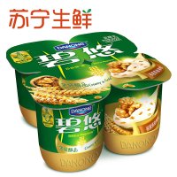 【苏宁生鲜】达能碧悠醇品时刻核桃燕麦果粒发酵乳125克4连杯 冷饮 方便速食
