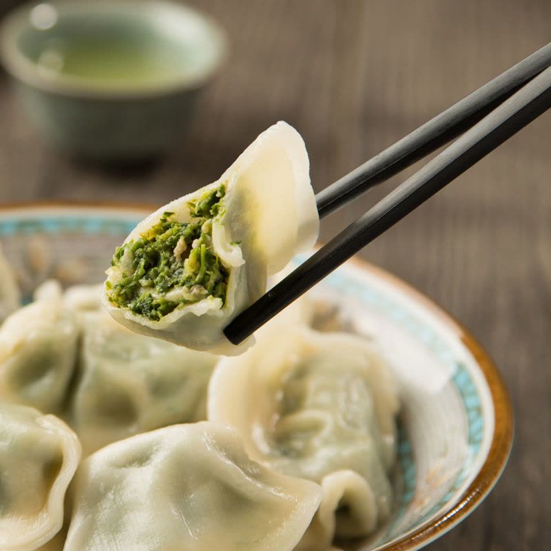 [苏宁生鲜] 龙凤荠菜猪肉水饺690g图片