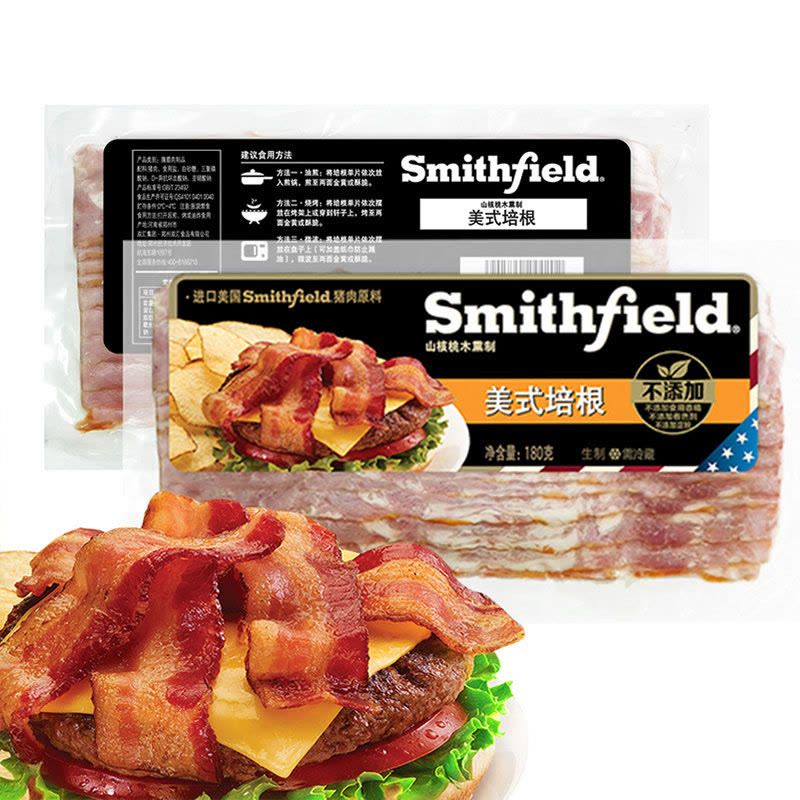 【苏宁生鲜】Smithfield美式培根(山核桃木熏制)180g 方便速食图片