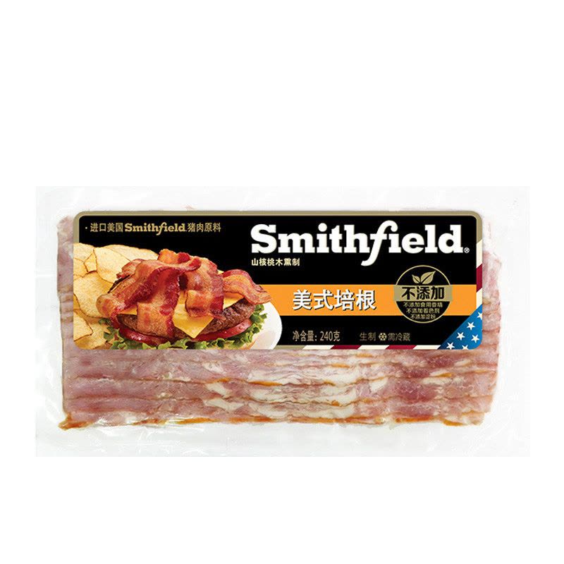 【苏宁生鲜】Smithfield美式培根(山核桃木熏制)240g 方便速食图片